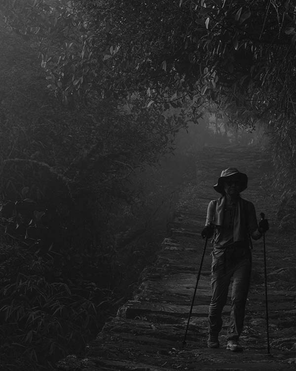 woman trekking on the inca trail