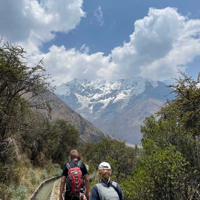 two people trekking in challacancha 