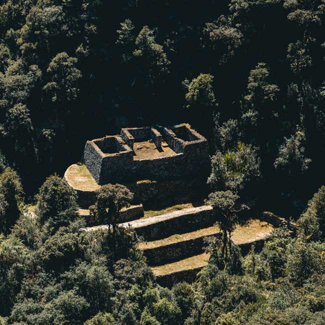 chaquicocha inca site located on the inca trail